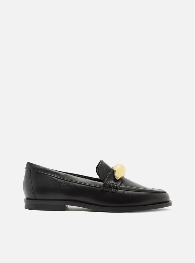 Mocassim Preto Couro Metal Bold Silvia Braz