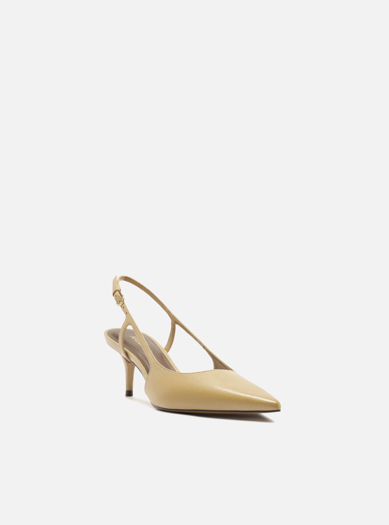 Scarpin Marrom Couro Salto Fino Fivela Slingback — foto 2