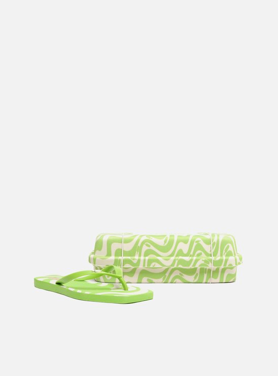 Chinelo de Dedo Verde Estampado Square e Bag Brizza