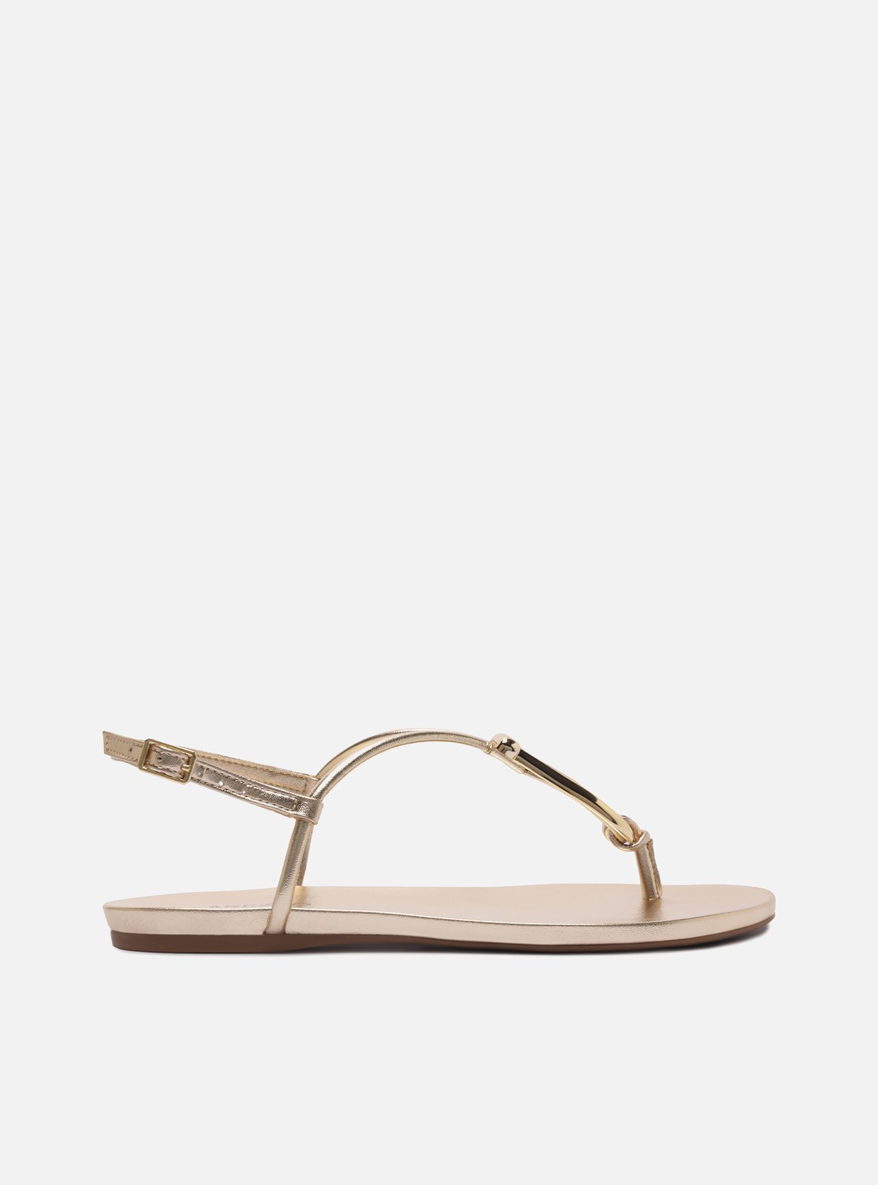 Sandália Rasteira Dourada Slim Metal Dourado — foto 1