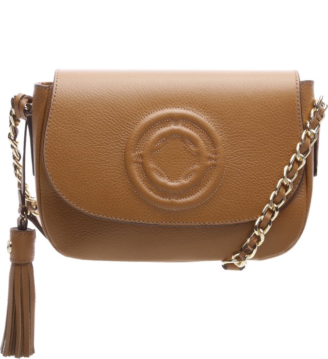 Bolsa Tiracolo Couro Monograma Barbicacho Camel