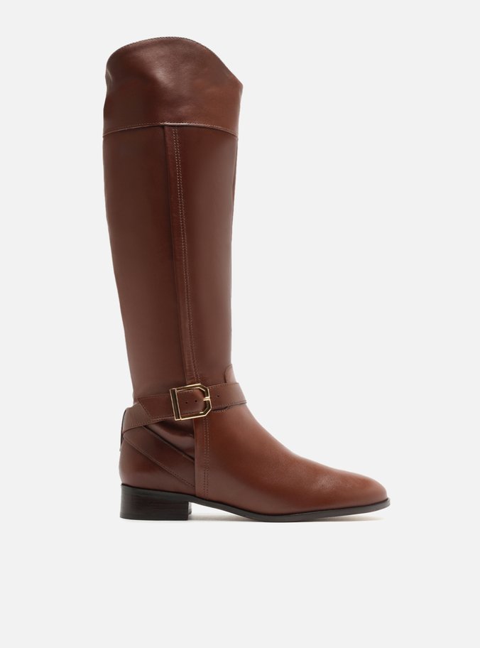 Bota Marrom Couro Cano Longo Montaria Savannah Arezzo