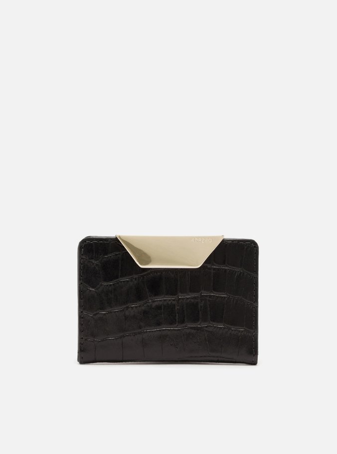 Porta-Cartões Preto Croco Metal