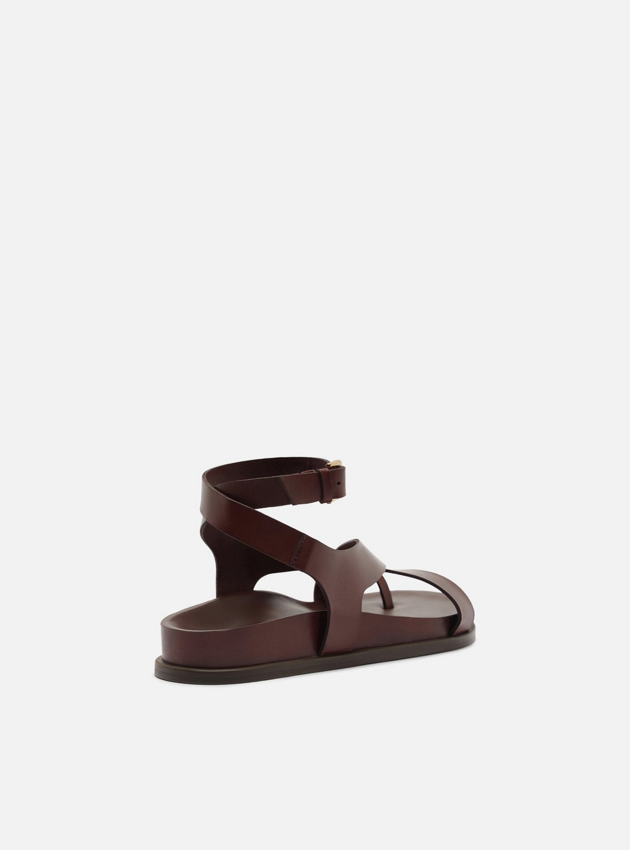Sandália Papete Marrom Couro Flatform Fivela Tiras — foto 3
