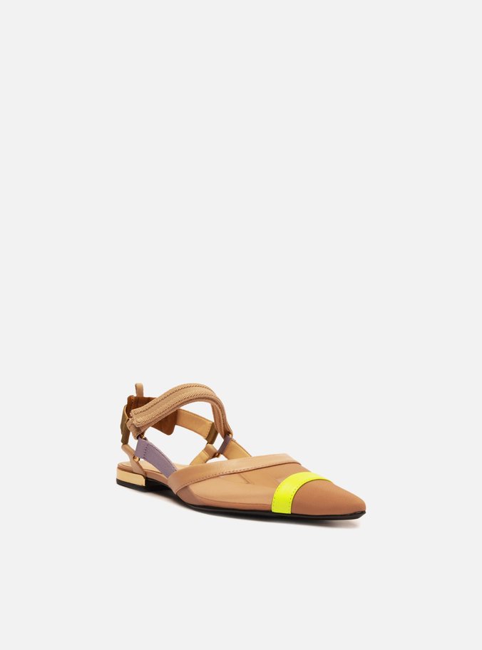 Sapatilha Bege Color Bico Fino Aberta Sport