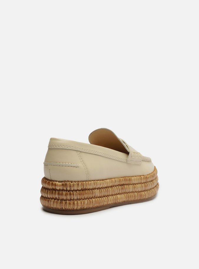 Mocassim Off-White Couro Flatform Corda