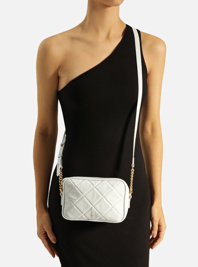 Bolsa Tiracolo Branca Couro Matelassê Pequena