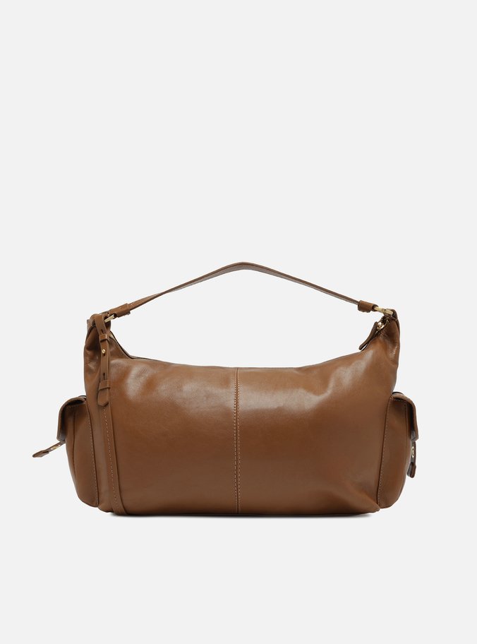 Bolsa Hobo Marrom Couro Grande Tira Ilhós