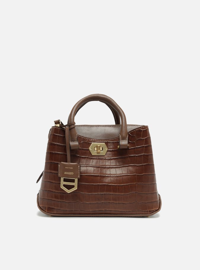 Bolsa Tote Marrom Couro Média Croco Charm