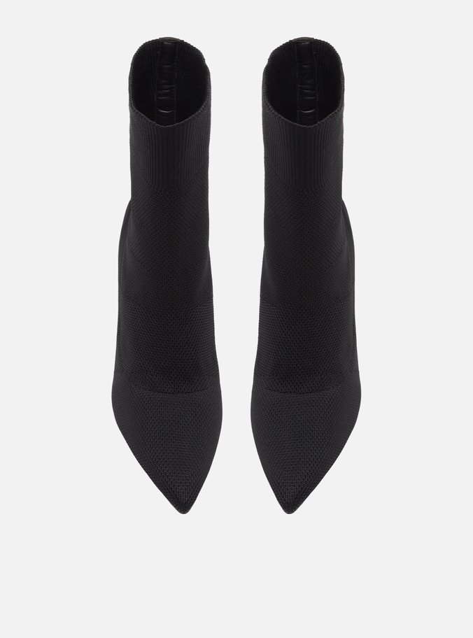 Skinny Boot Preta Knit Salto Bloco Helena