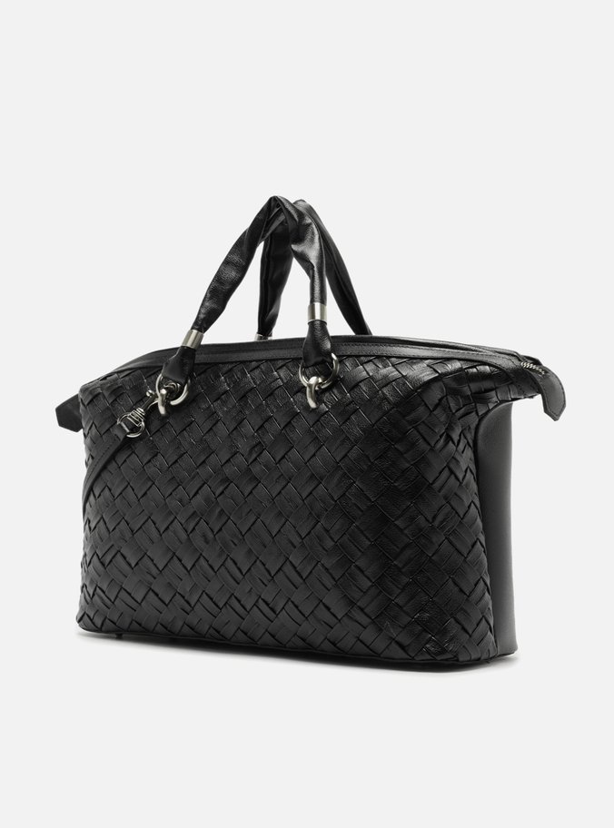 Bolsa Bowling Preta Couro Grande Tressê Maxi