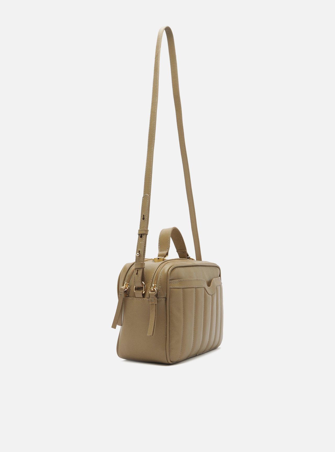 Bolsa Tiracolo Cinza Couro Francine Média — foto 5
