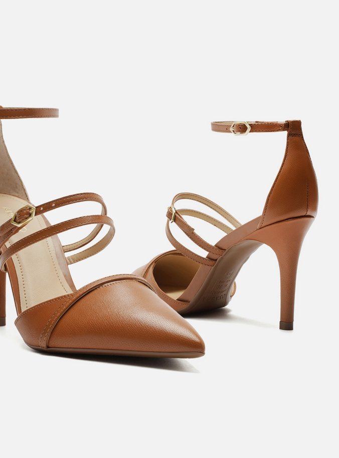 Scarpin Marrom Salto Fino Fivela
