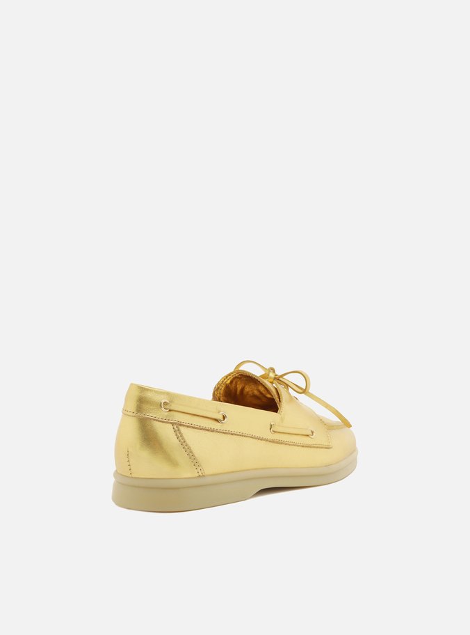 Mocassim Dourado Salto Rasteiro