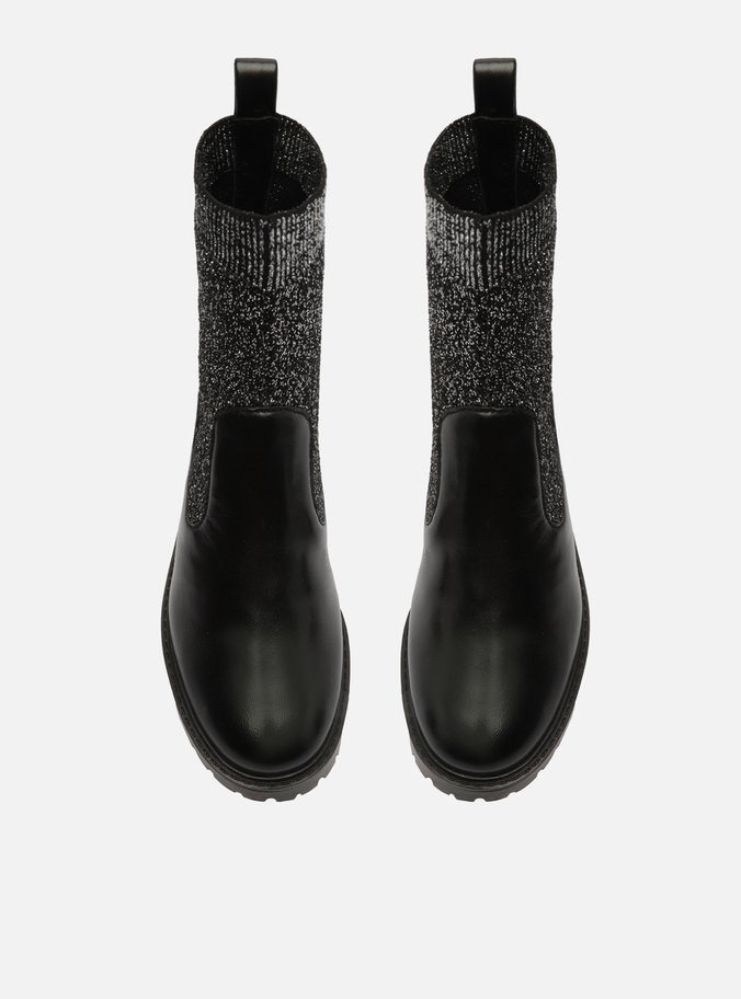 Bota Infantil Preta Cano Médio Knit