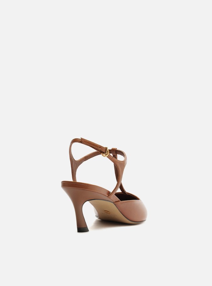 Scarpin Marrom Couro Salto Kitten Aberto Telma