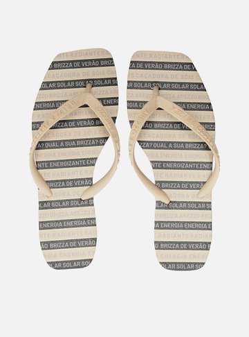 Chinelo de Dedo Branco Square Fitinhas Preto