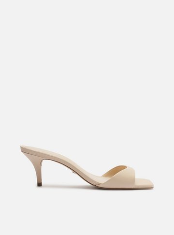 Mule Nude Couro Salto Fino Livia