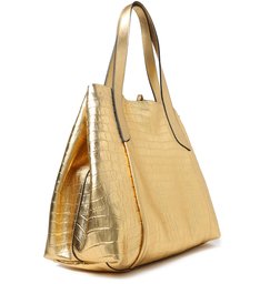 Bolsa Shopping Dourada Couro Croco Roma Bolsa Shopping Dourada Couro Croco Roma