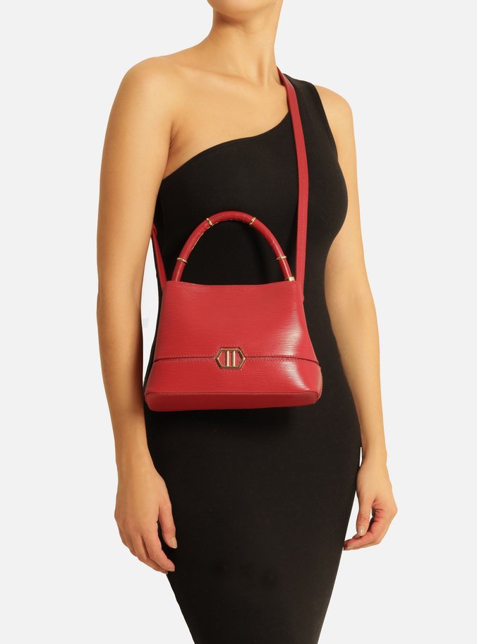 Bolsa Tote Vermelha Couro Pequena Anéis