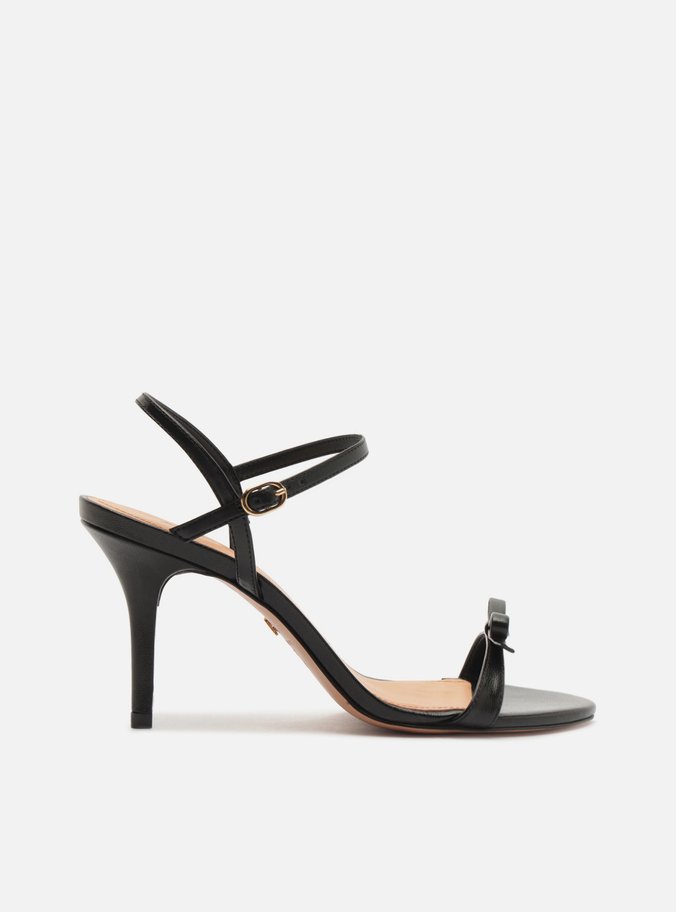 Sandália Preta Salto Fino Laço