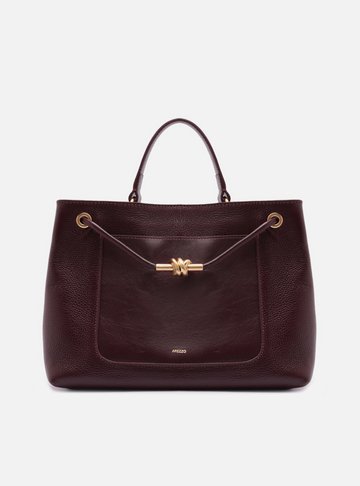 Bolsa Tote Bordô Couro Helena Grande Nó