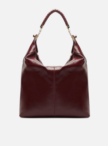 Arezzo — Bolsa Hobo Bordô Couro Grande Alça Metais