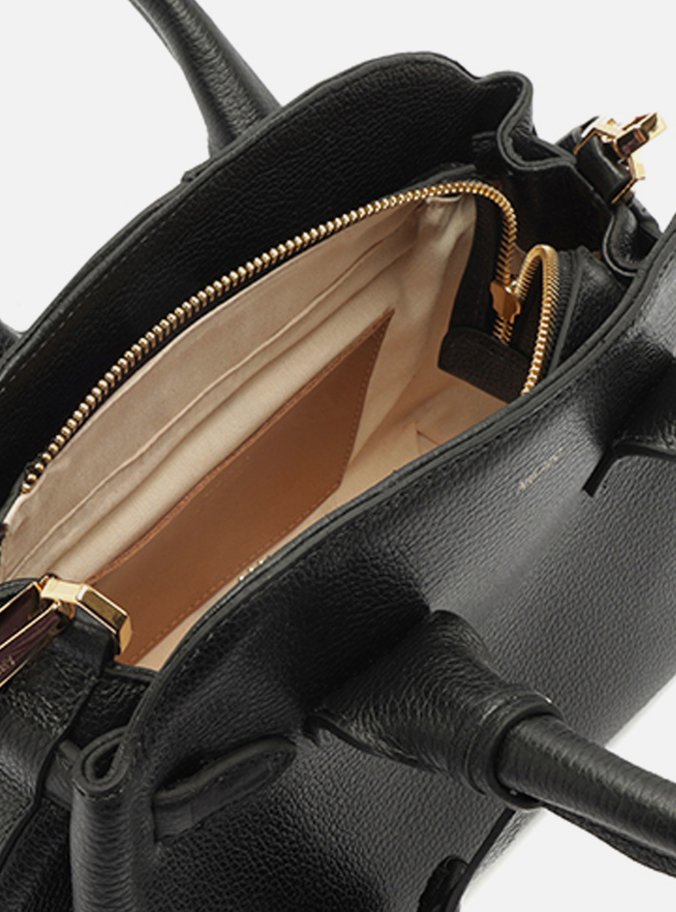 Bolsa Tote Preta Couro Média Arredondada