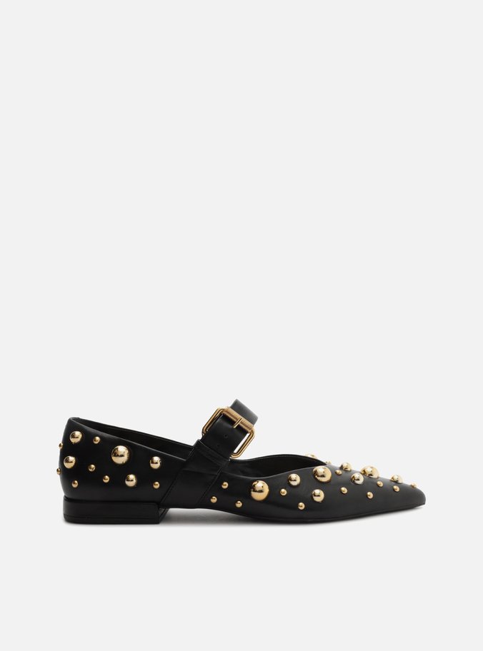 Sapatilha Preta Couro Maxi Tachas