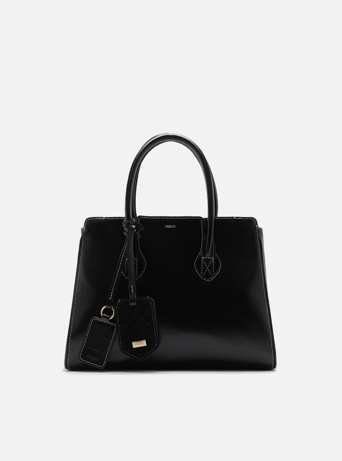 Bolsa Tote Preta Couro Heritage Média