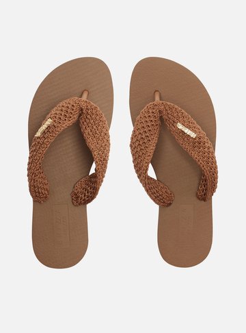 Arezzo — Chinelo de Dedo Marrom Essential Tiras Crochê