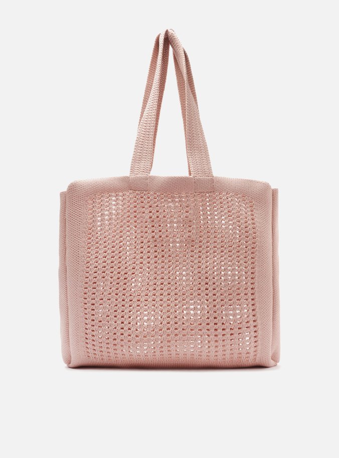Bolsa Shopping Rosa Blush Crochê Mônaco Grande