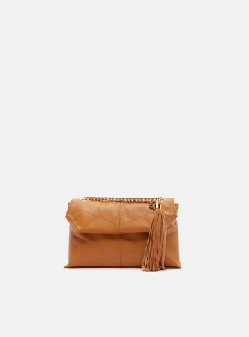 Arezzo — Bolsa Tiracolo Marrom Couro Média Franja