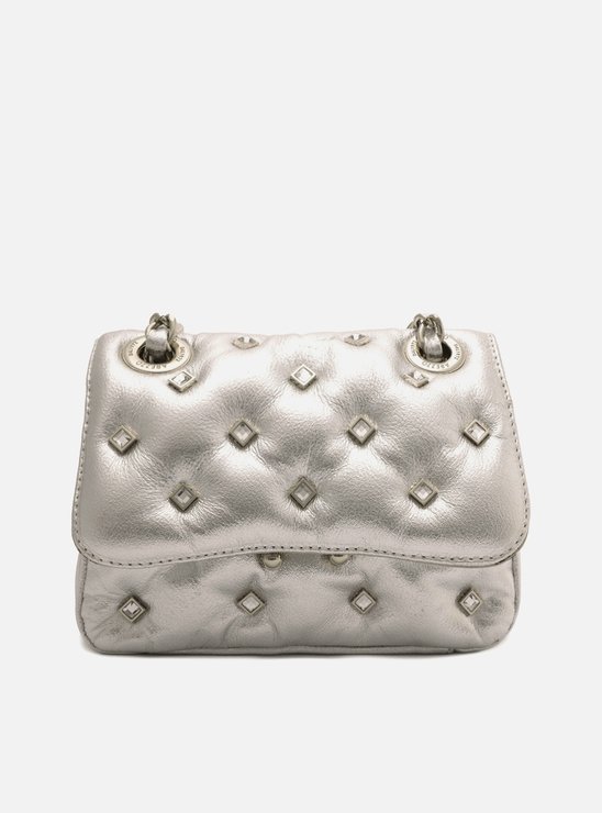 Bolsa Tiracolo Prata Couro Mizz Stone Pequena