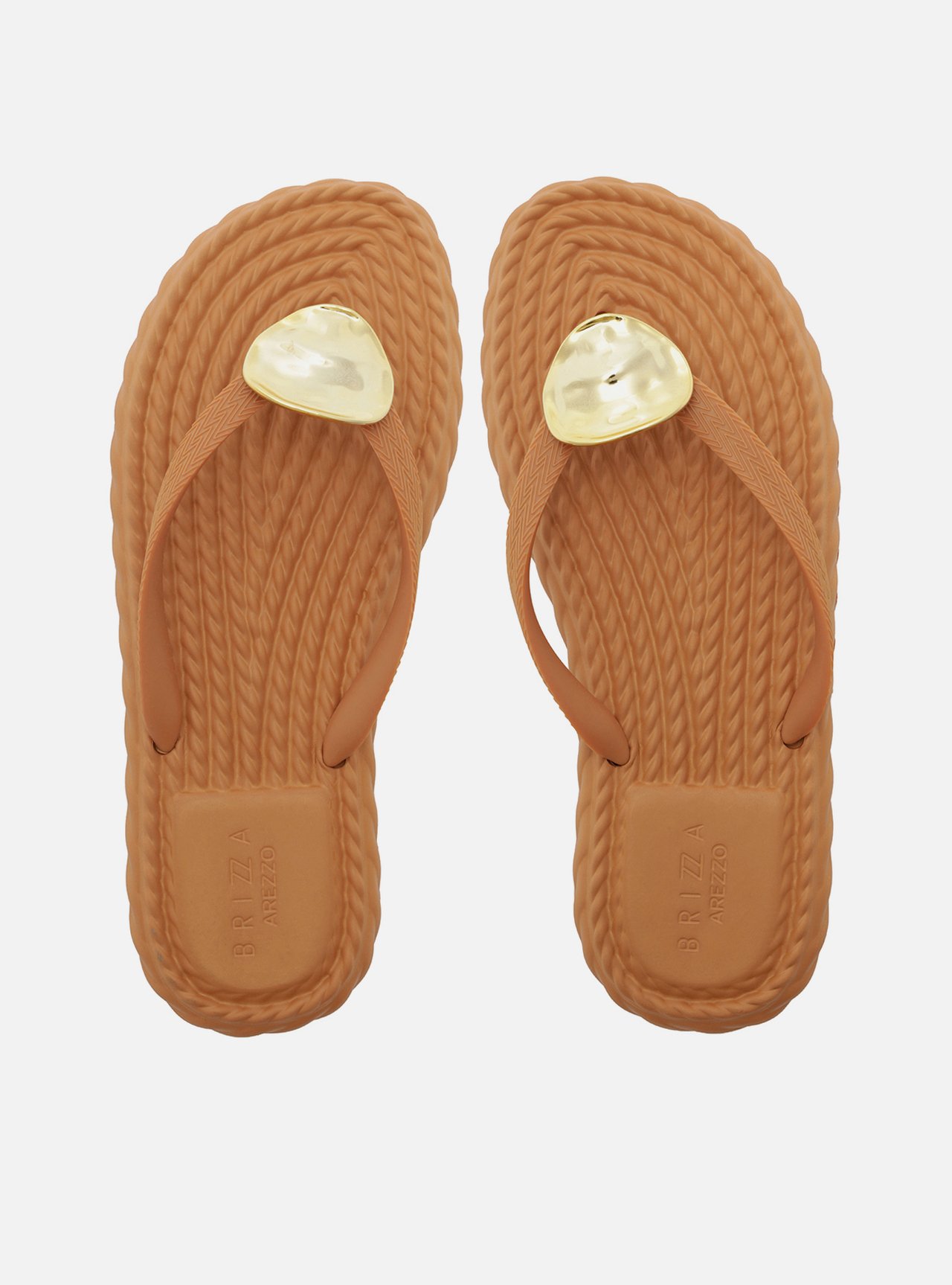 Chinelo de Dedo Marrom Flatform Metais Brizza — foto 3