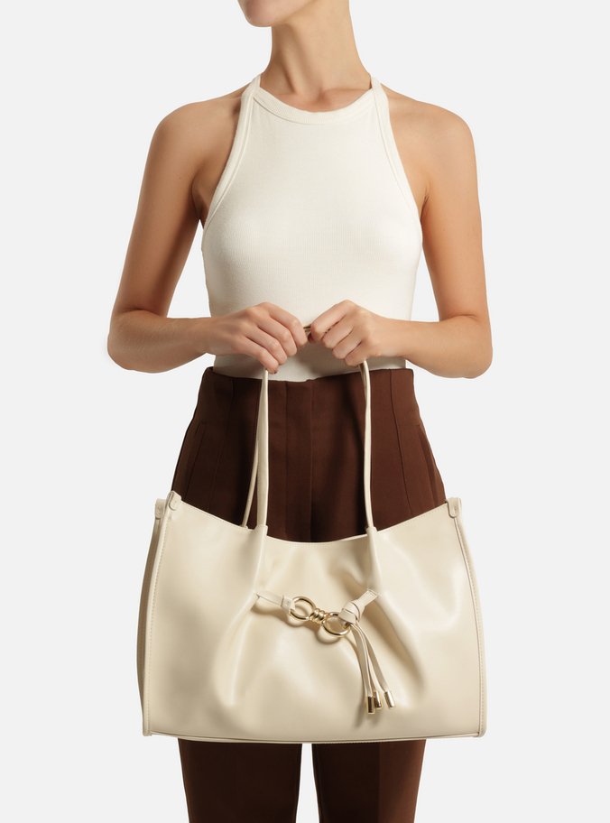 Bolsa Shopping Branca Grande Metal Elos