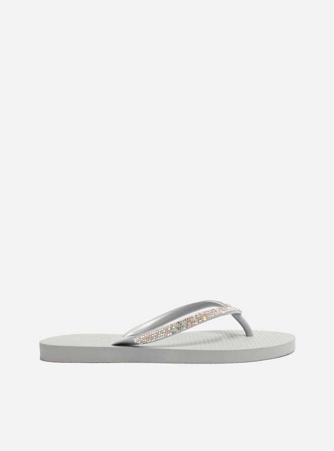 Chinelo de Dedo Prateado Strass Essential Brizza
