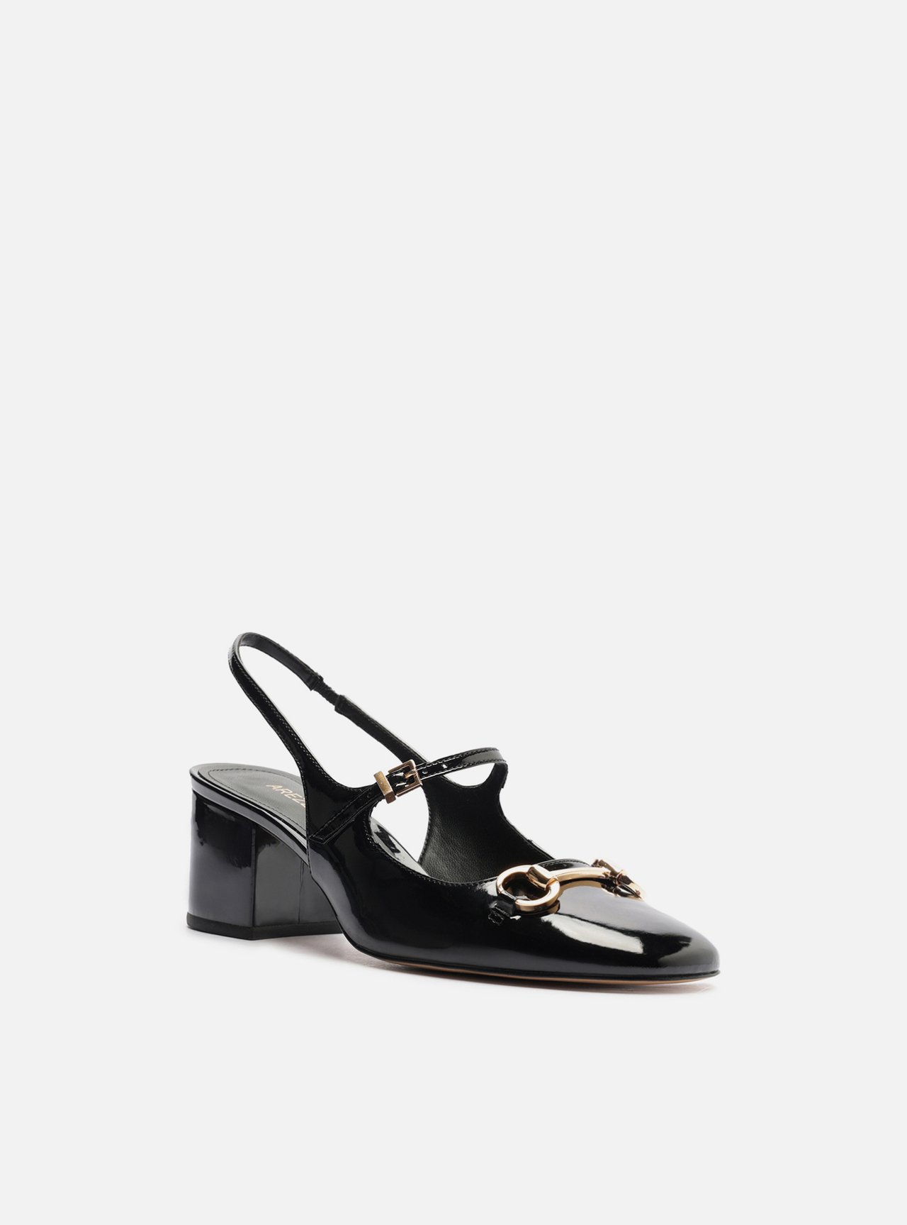Sapato Boneca Preto Verniz Bloco Slingback — foto 2