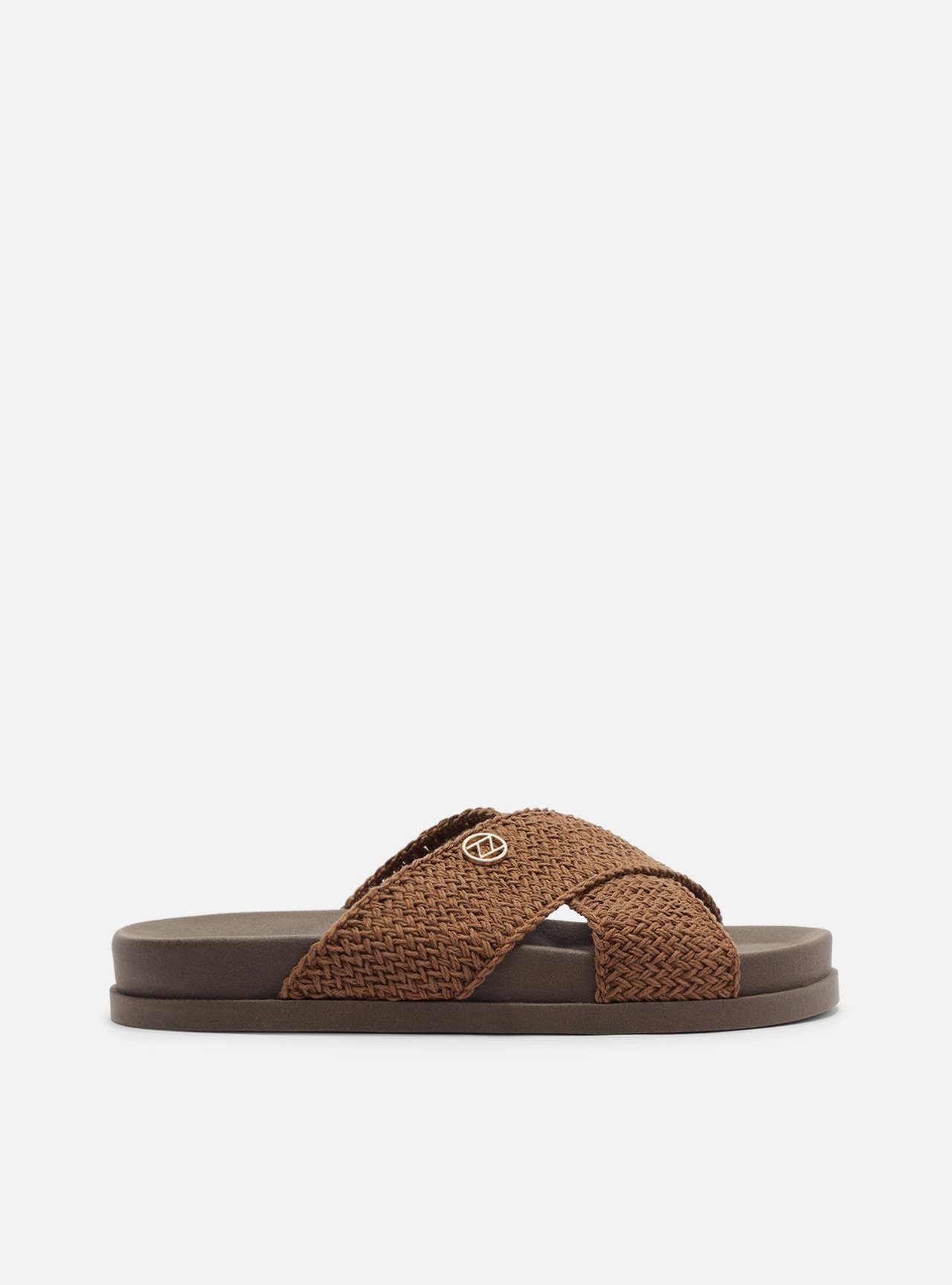 Sandália Slide Marrom Tiras Crochê Brizza — foto 1