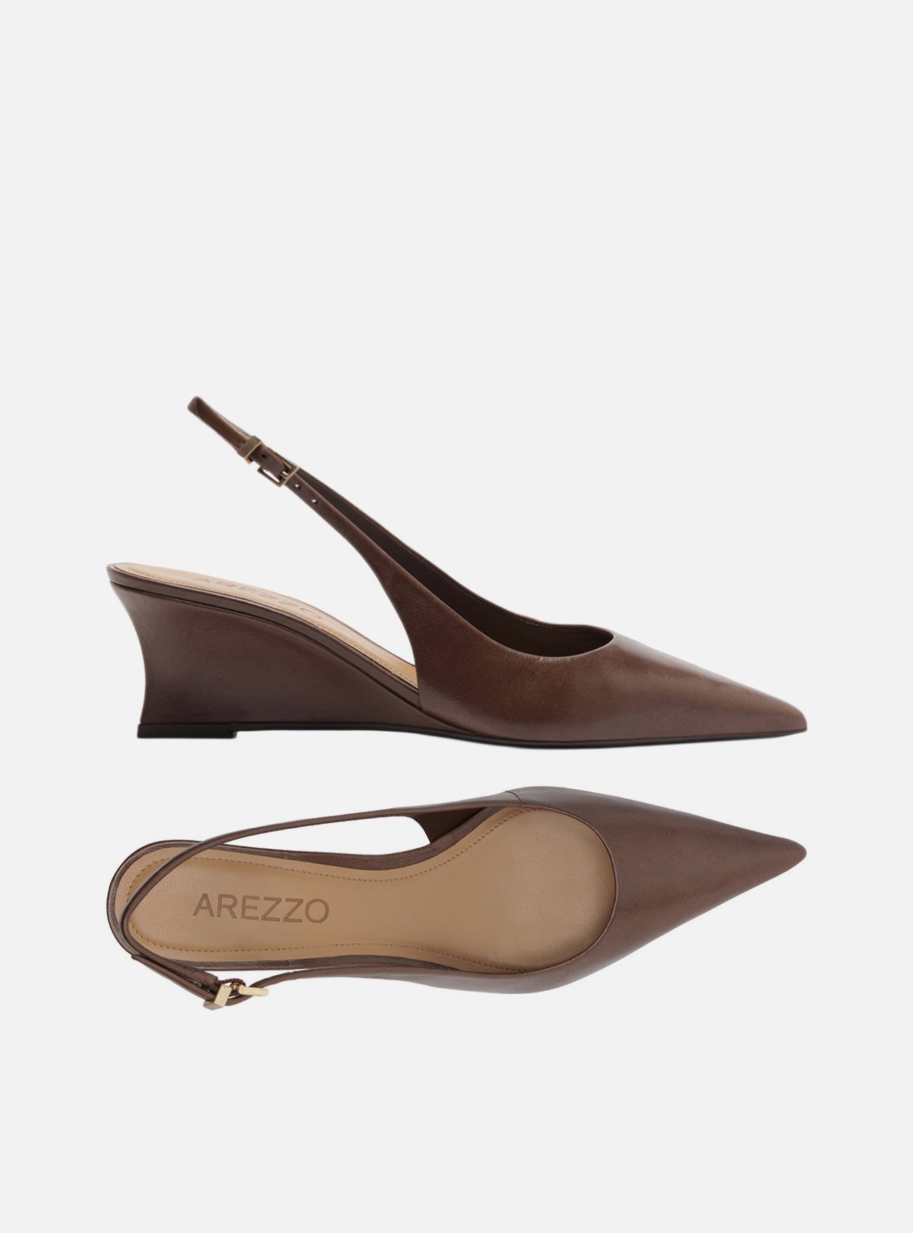 Scarpin Marrom Couro Anabela Slingback — foto 5