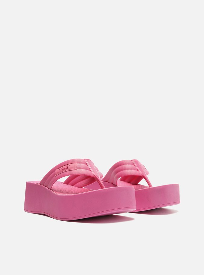 Sandália Rosa Flatform Tiras Brizza
