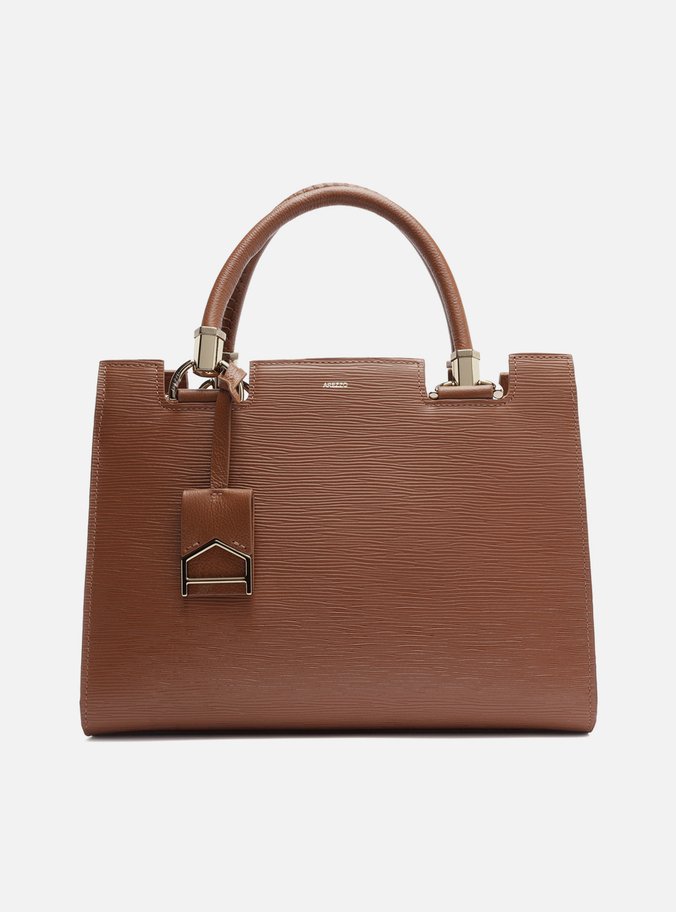 Bolsa Tote Marrom Couro Abraccio Grande