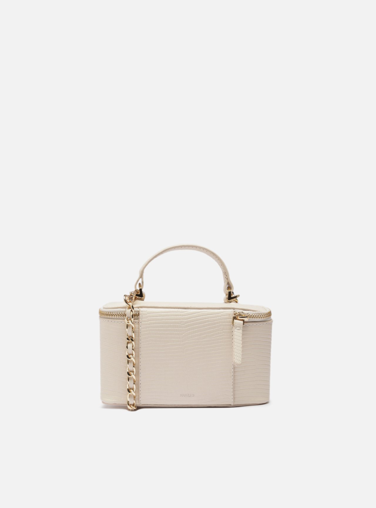 Bolsa Tiracolo Branca Couro Pequena Croco Corrente — foto 4