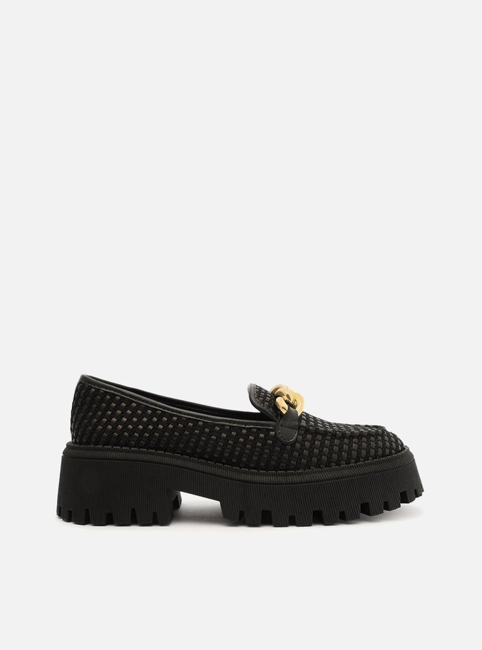 Mocassim Preto Tramado Tratorado Corrente
