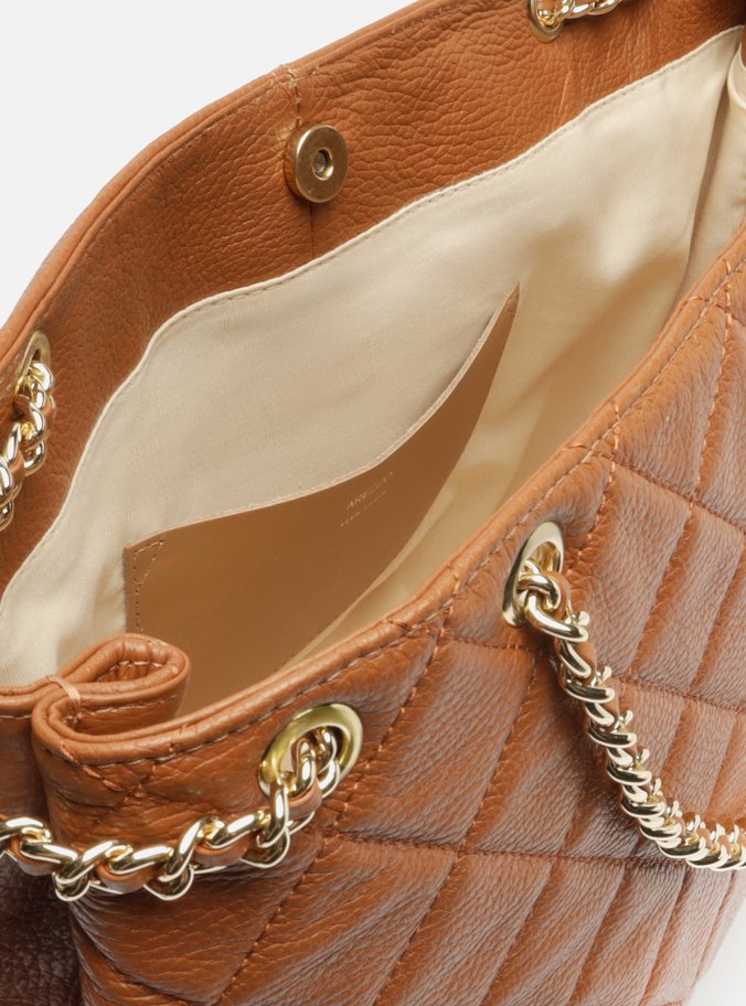 Bolsa Tote Marrom Couro Matelassê Grande