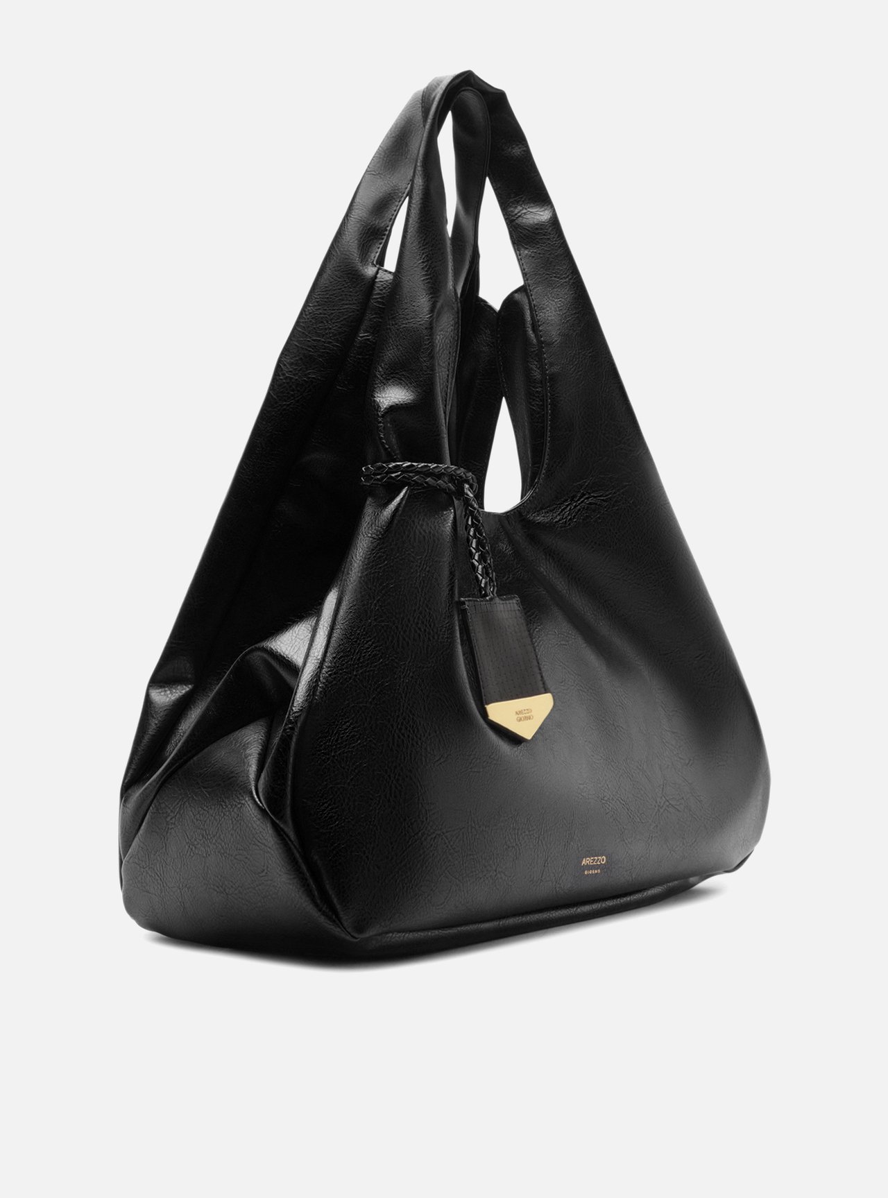 Bolsa Hobo Preta Grande Bag Charm Tressê — foto 5
