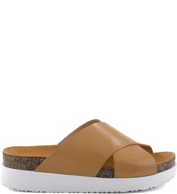 Flatform Solado-Branco Couro Mel