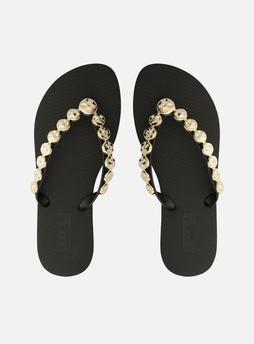 Chinelo Preto Minimal Tira Búzios