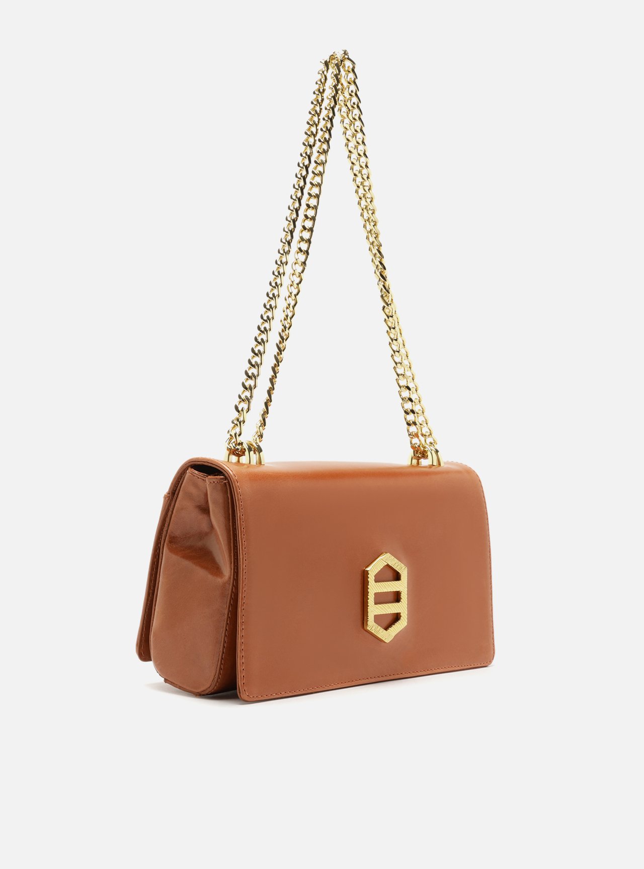 Bolsa Tiracolo Laranja Couro Média Metal Dourado — foto 5