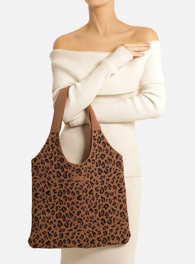 Bolsa Shopping Animal Print Knit Grande Brizza